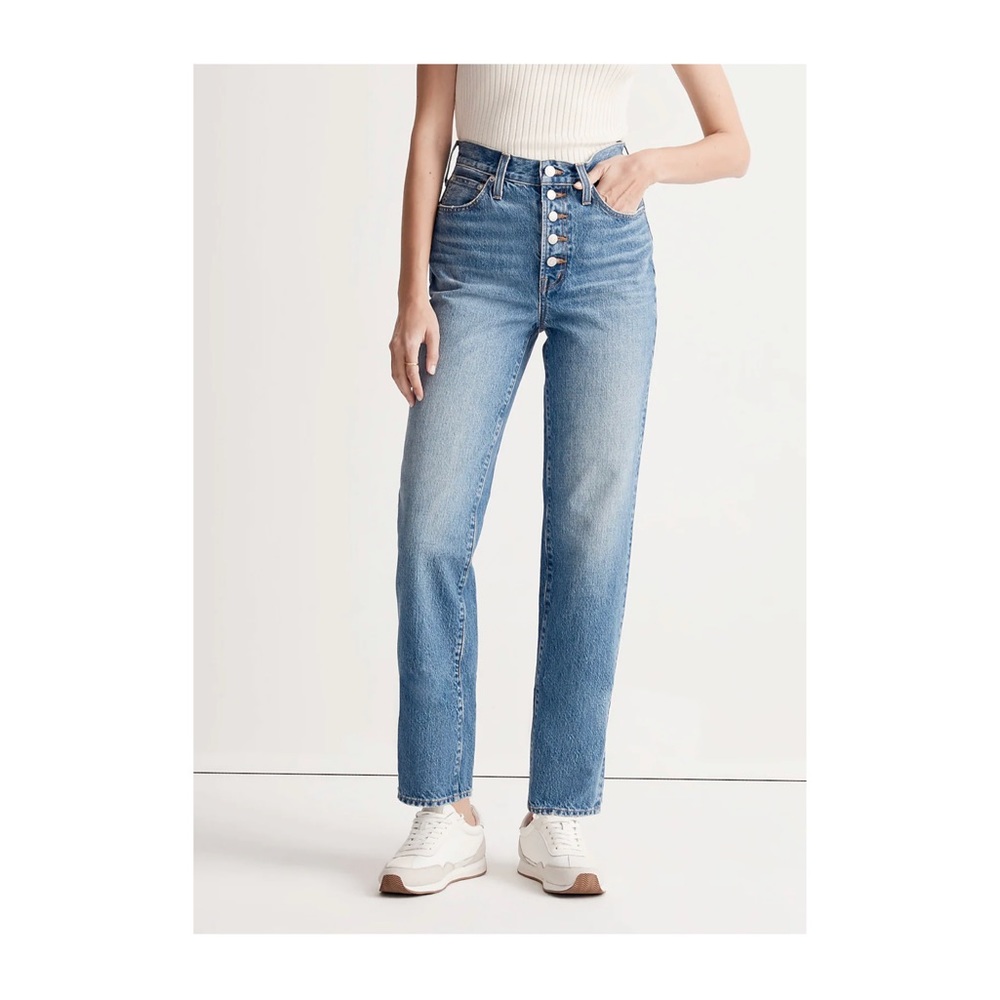 Madewell The Perfect Vintage Straight Jean in Becker Wash: Button-Front Edition